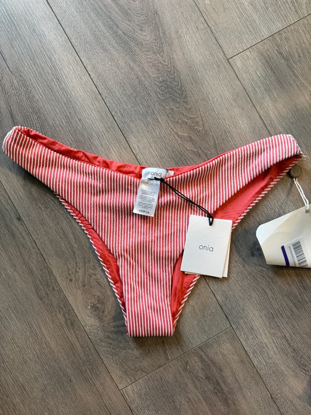 Onia Red & White Striped Bikini Bottom